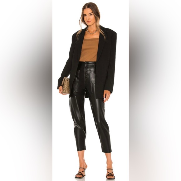 PISTOLA Tammy High Rise Vegan Leather Pants in Slate Black - Picture 3 of 7